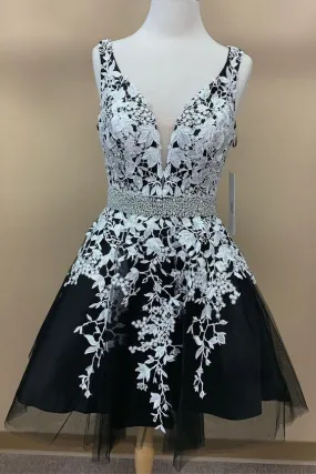 2019 Short HOmecoming Dresses, Black and White Lace Homecoming Dresses Party Dresses  cg2376