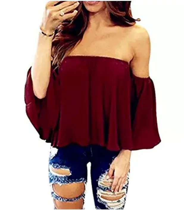 Beautiful Women's Classy Popular Chiffon T-shirt Blouses