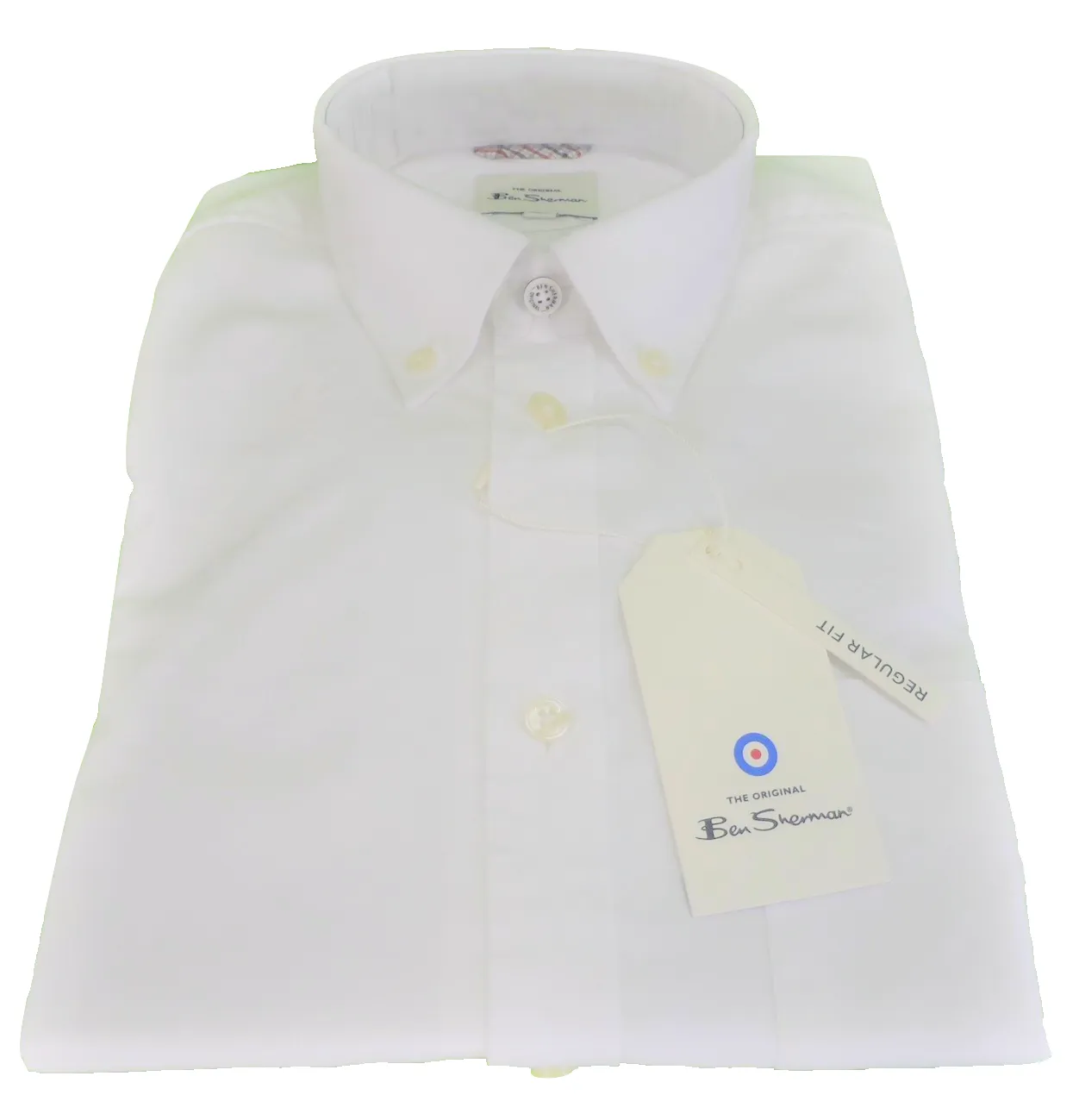 Ben Sherman Mens White Oxford Short Sleeved 100% Cotton Shirts