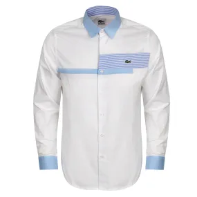 Blocked Stripped White Blue Cotton Long Sleeve