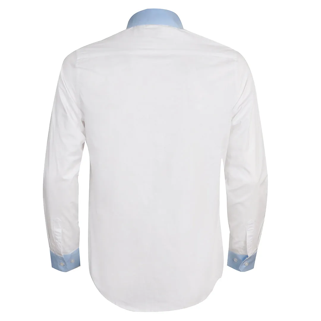 Blocked Stripped White Blue Cotton Long Sleeve