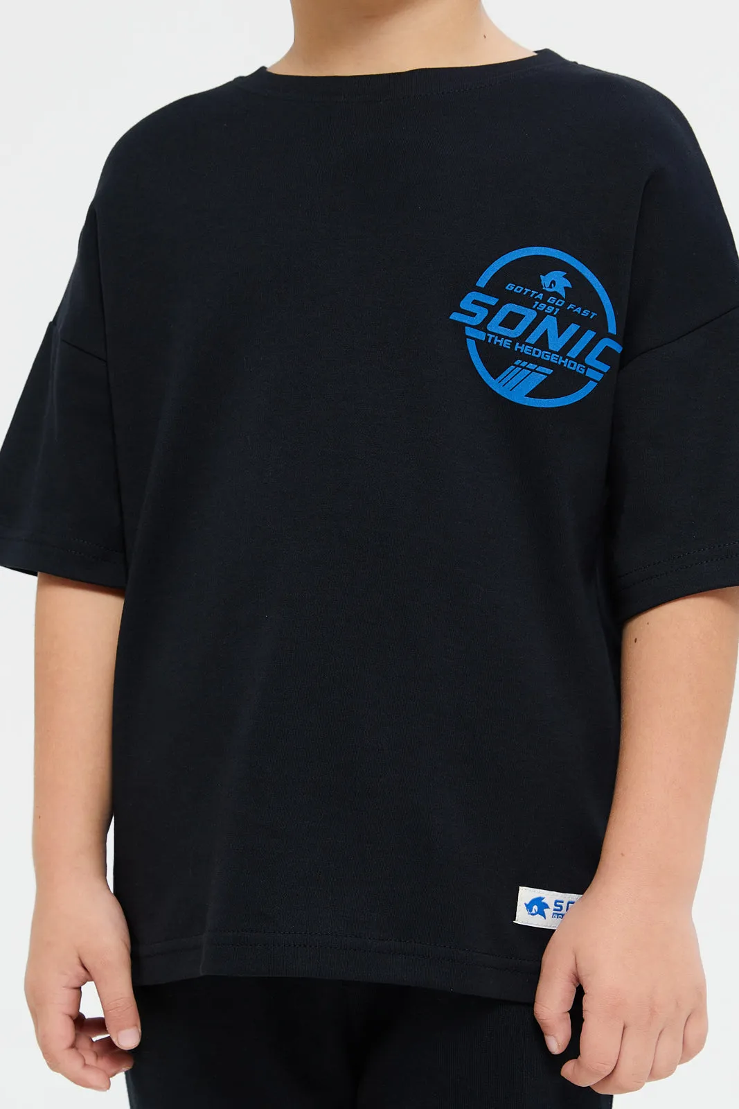 Boys Navy Oversized Sonic T-Shirt