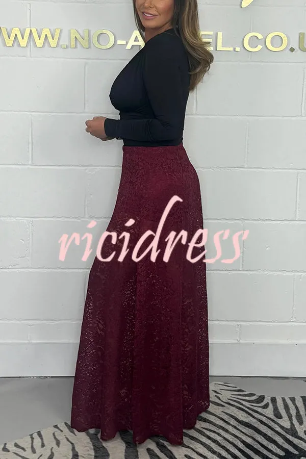 Elegant and Sexy Hollow Lace Maxi Skirt