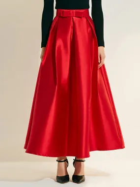 Elegant Red Pleated Skirts