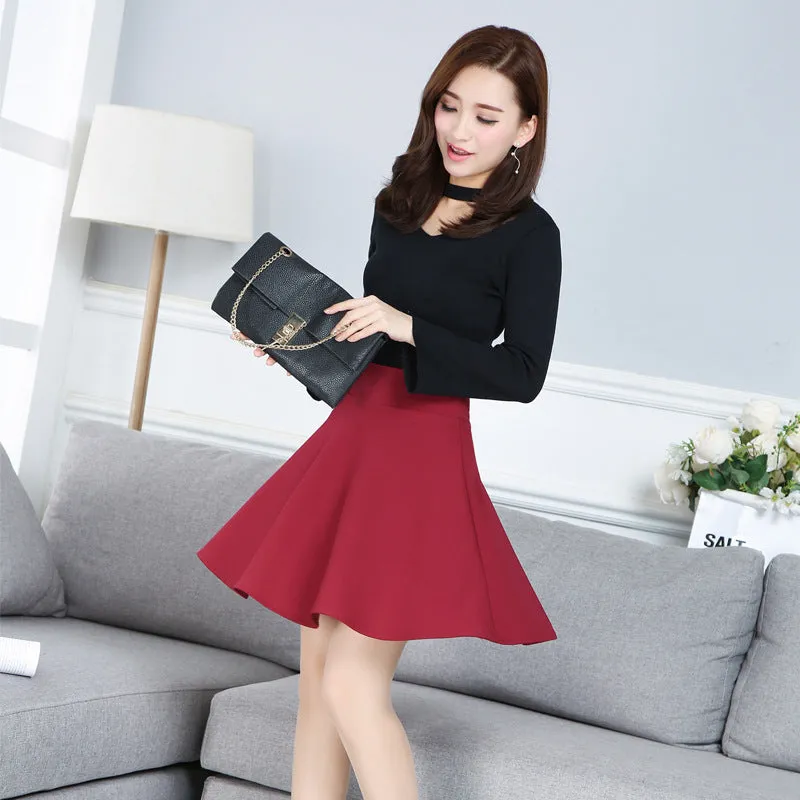 Flare Skirt Plus Size Pleated Flare Anti-Exposed Skirt