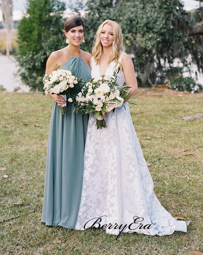 Halter Wedding Bridal Dresses, A-line Simple Bridesmaid Dresses