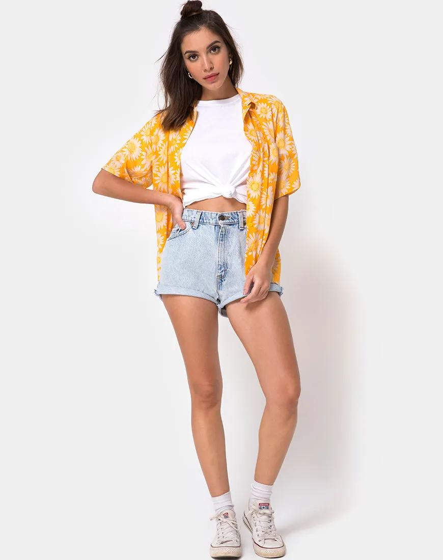 Hawaiian Shirt in Sunkissed Yellow Floral