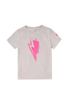 Light Grey with Neon Pink Bolt T-Shirt