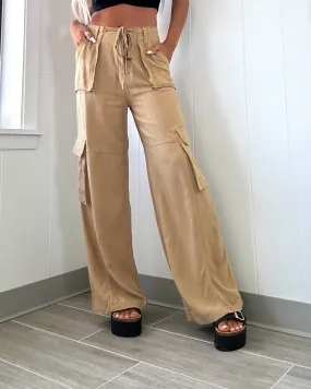 Maya Relaxed Utility Wide Leg Pants - Taupe