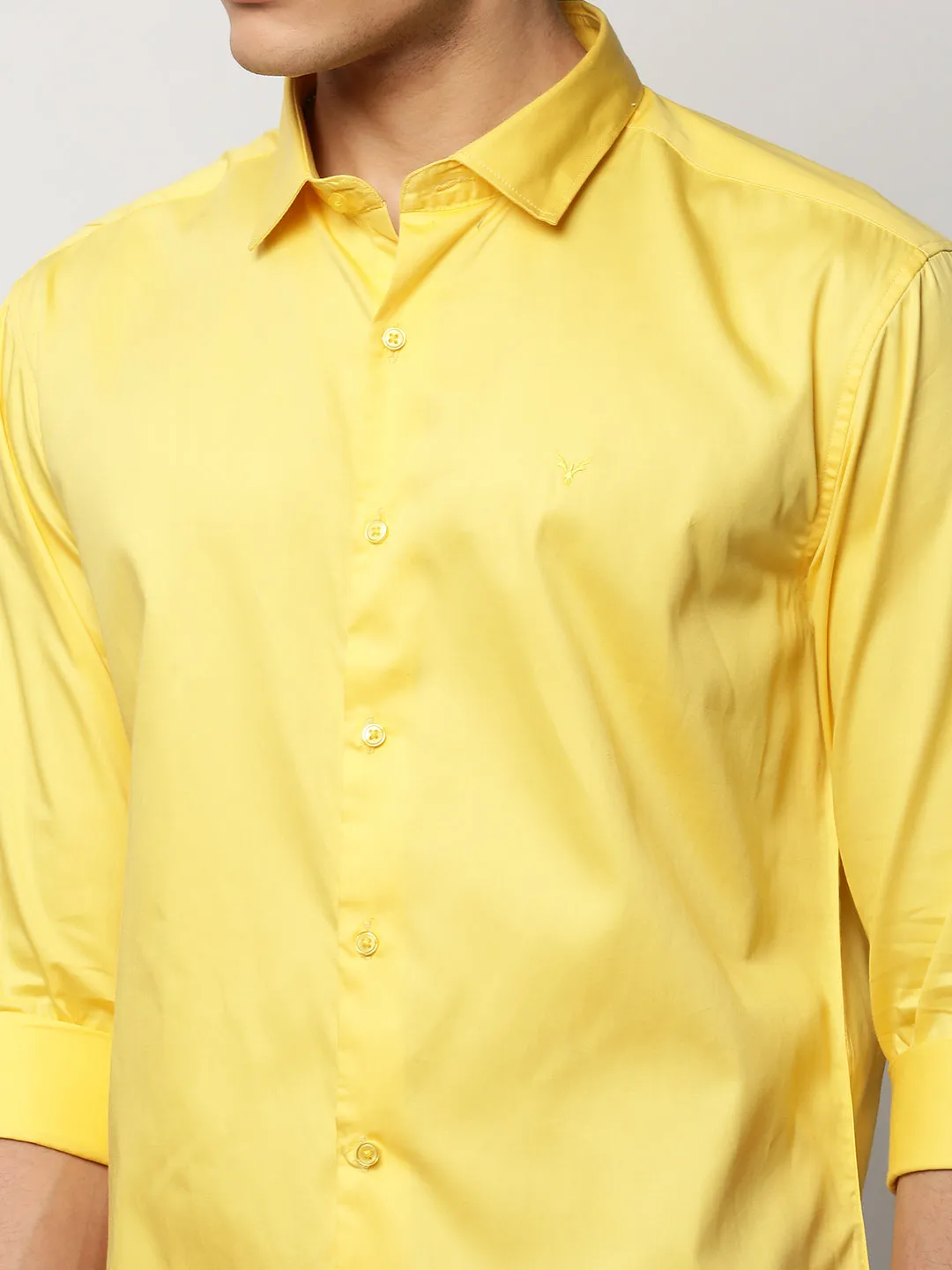 Men Yellow Solid Casual Casual Shirts