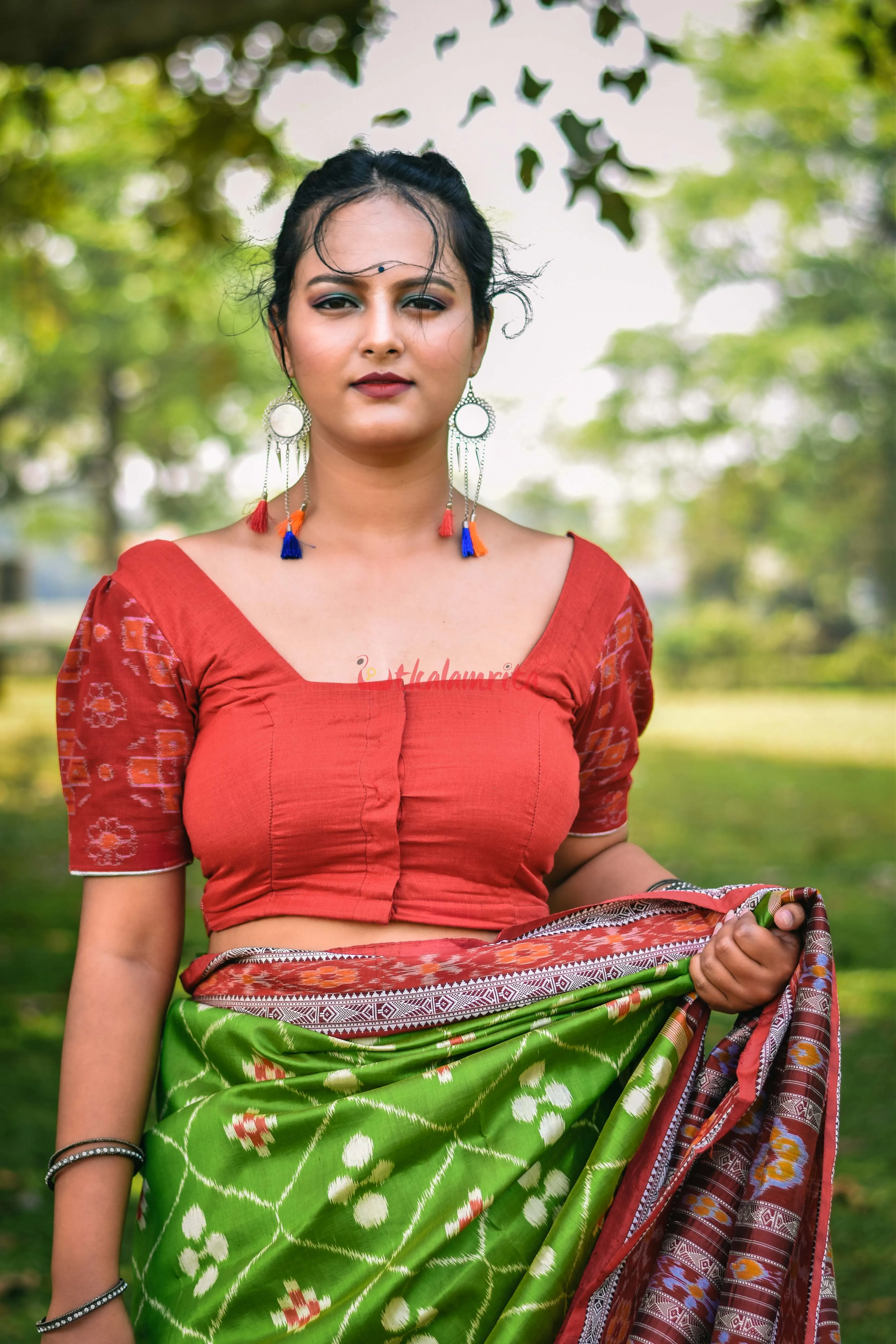 Red Swastik Sleeves(Blouse)