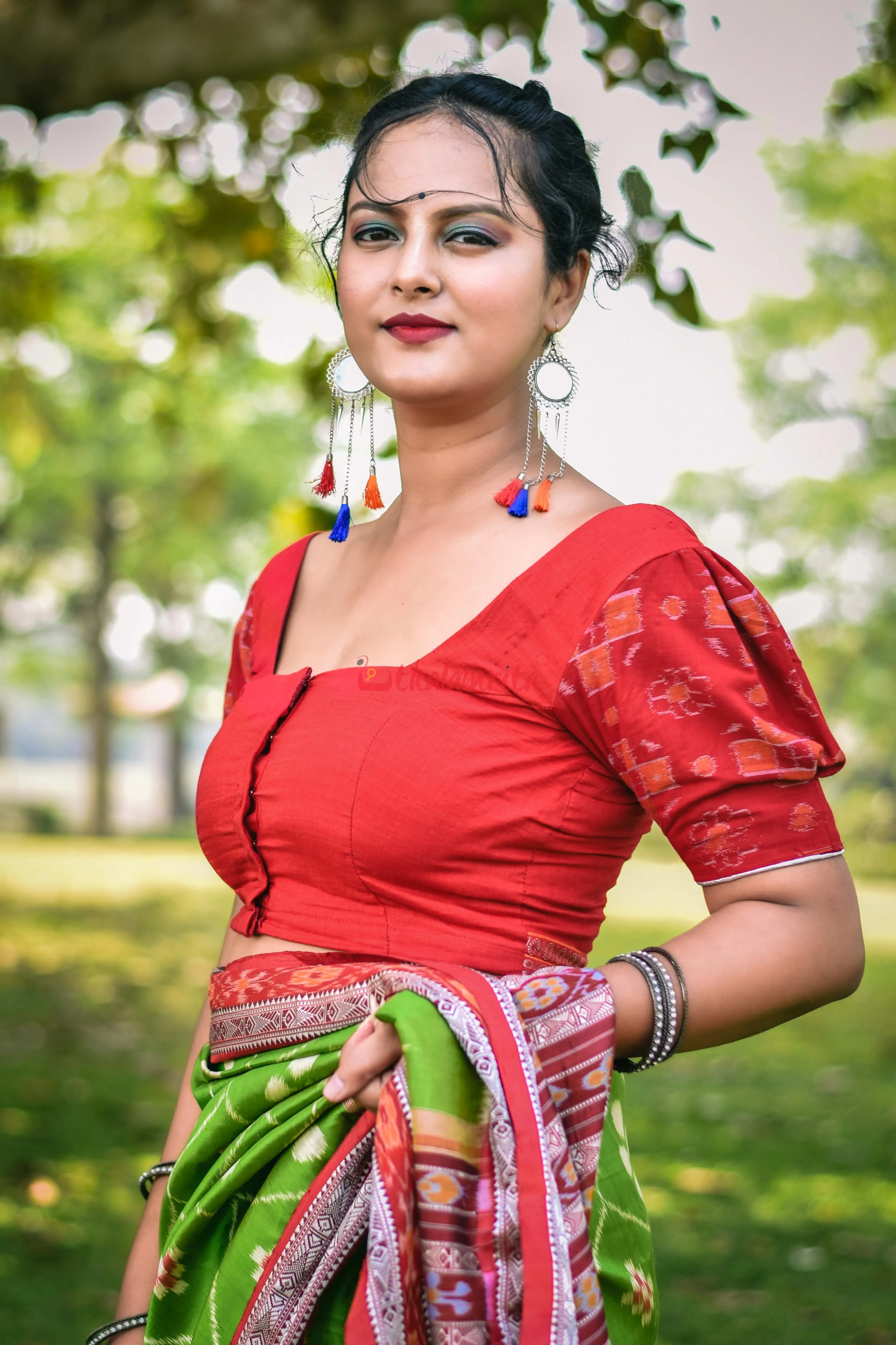 Red Swastik Sleeves(Blouse)