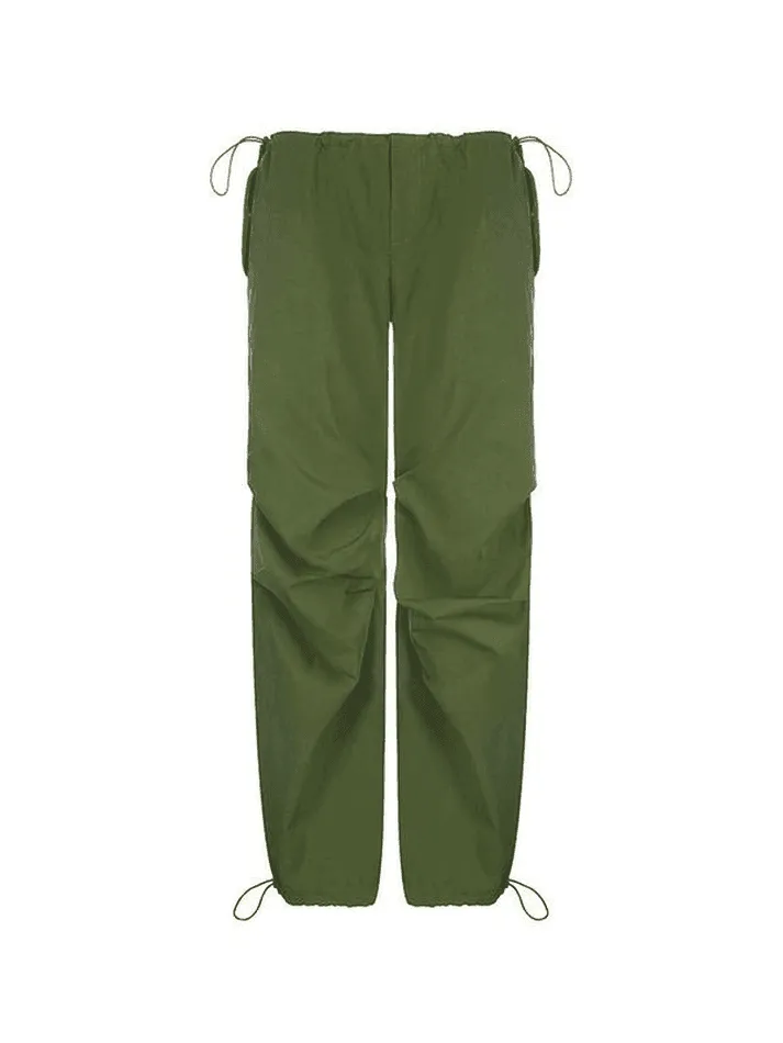 Relaxed Drawstring Low Waist Cargo Pants