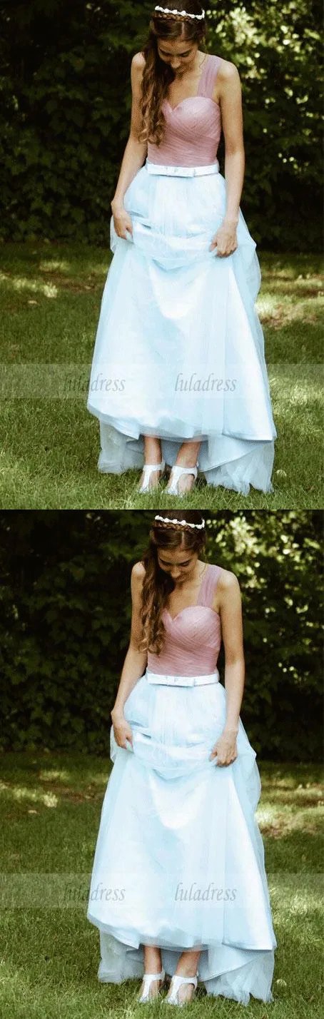 Simple Bridesmaid Dress,Tulle Long Evening Dresses