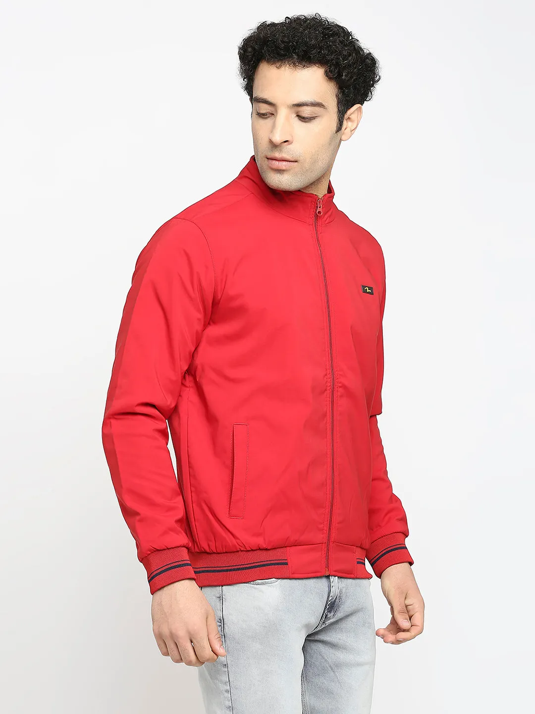 Spykar Salsa Red Polyester Full Sleeve Casual Jacket For Men