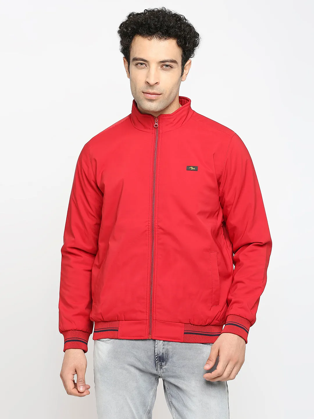 Spykar Salsa Red Polyester Full Sleeve Casual Jacket For Men