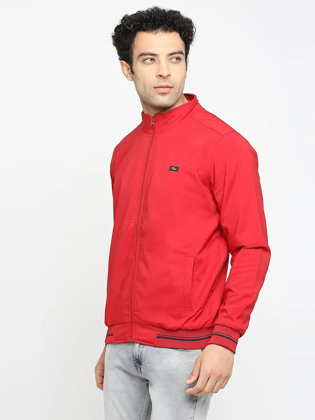 Spykar Salsa Red Polyester Full Sleeve Casual Jacket For Men