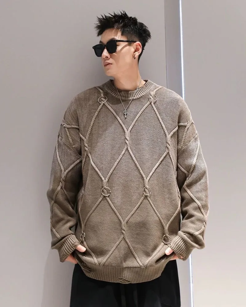 Streetwear Gradient Washed Vintage Sweater