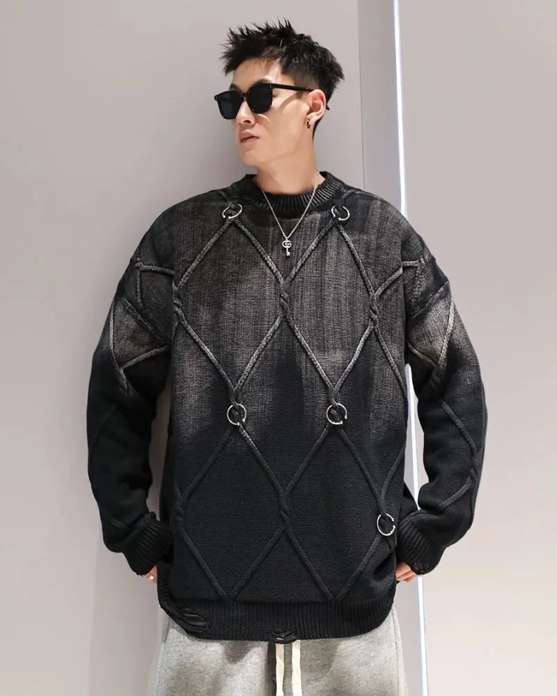 Streetwear Gradient Washed Vintage Sweater