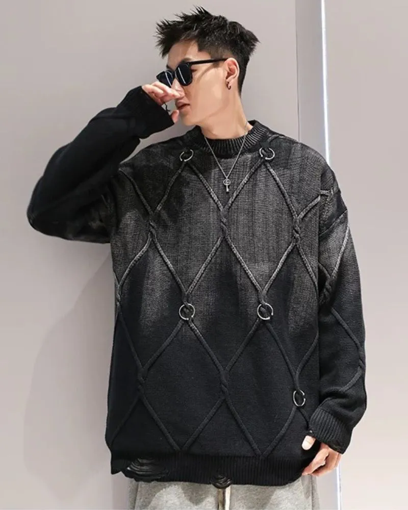 Streetwear Gradient Washed Vintage Sweater