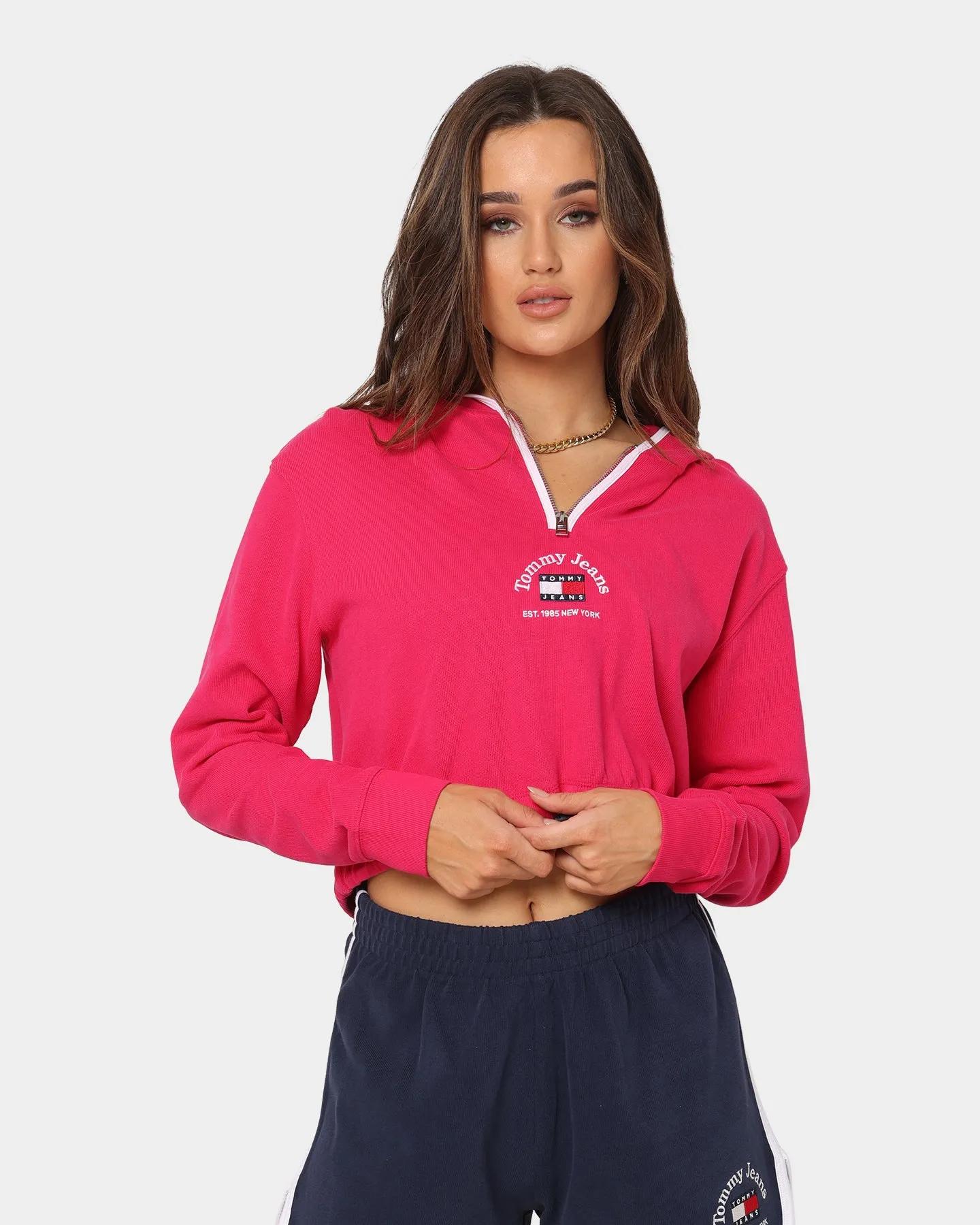 Tommy Jeans Women's Crop Timeless 1 Hoodie Bright Jewel