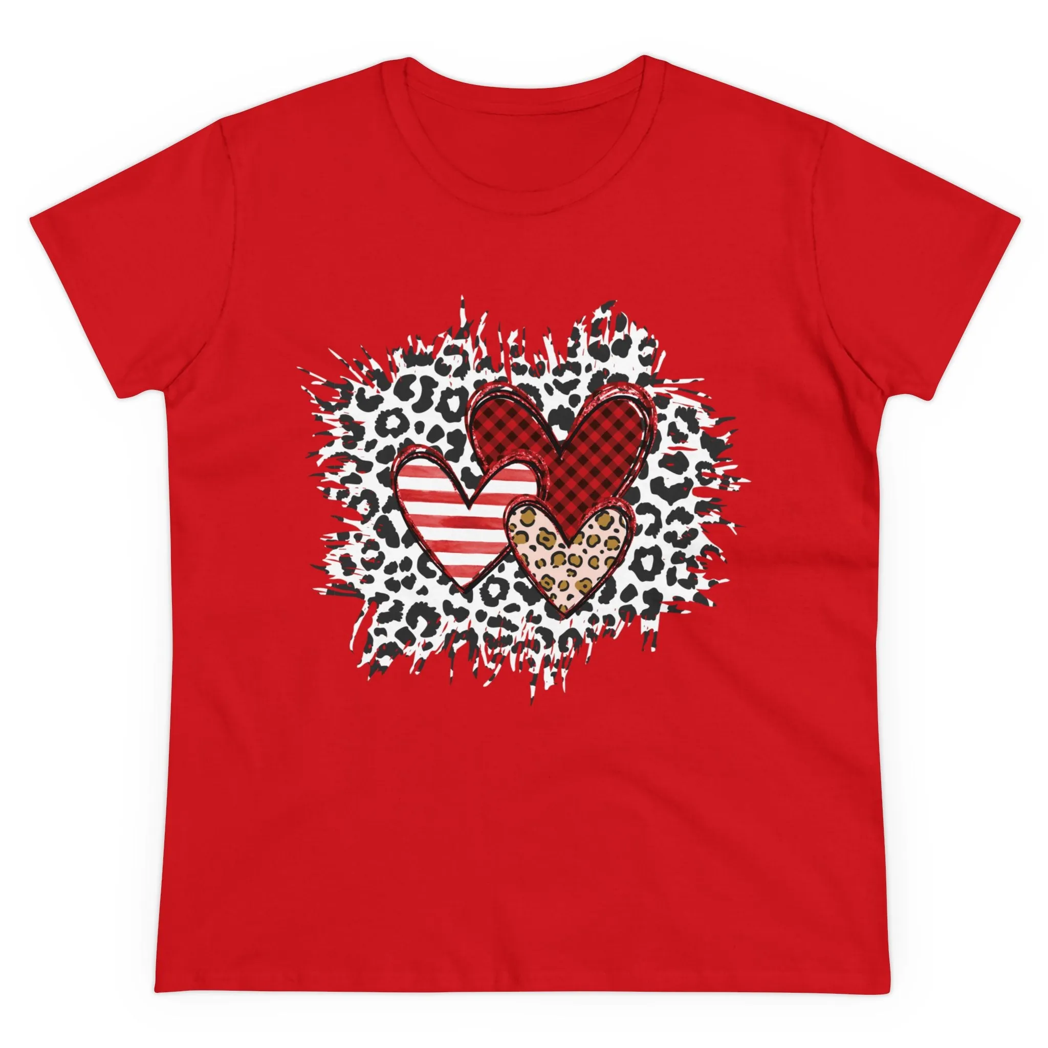 Triple Heart Women's T-shirt only at Bling & Bloom's Boutique | Cheetah Print Tee | Valentine's Day T-shirt | Love Tees