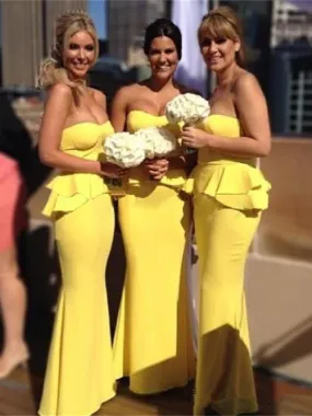 Yellow Mermaid Bridesmaid Dresses Long Bridesmaid Dresses Simple Bridesmaid Dresses